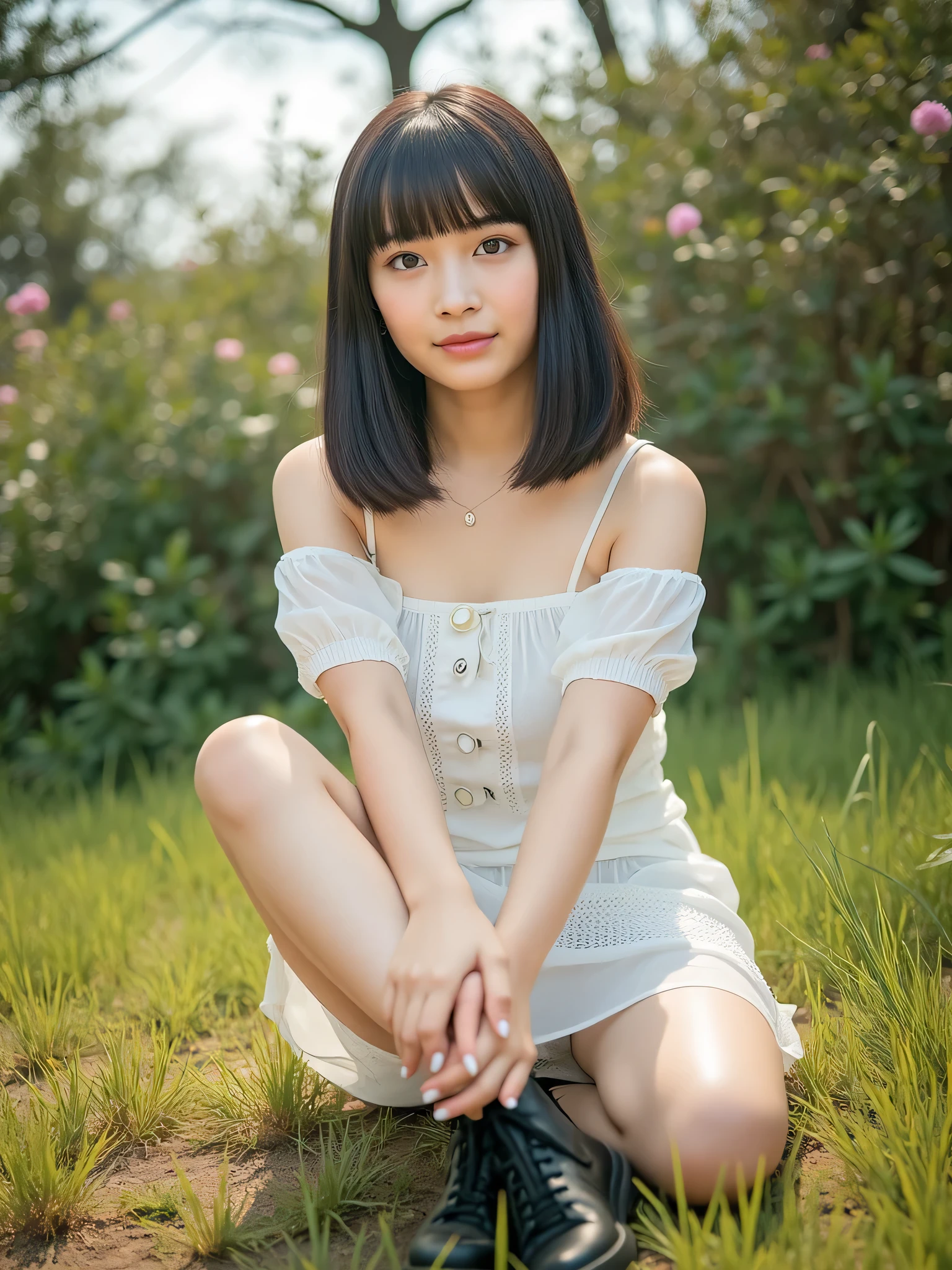 {{{{Cinematic Lighting}},,( best quality:1.4),(masterpiece:1.4),(Realistic:1.4),(Realistic:1.2),(超 High Resolution , RAW Photos:1.4),( High Resolution , Super detailed:1.2),(masterpiece),{{{Straight black hair}},,{{short bang in full body,,short hair:1.6}}}}, {Best Quality},, break, {{{1 Girl:18age:smile},{{Large double eyelids}}::{{Tear bags:1.3}}:{{False eyelashes:1.8}}:{{mascara:1.6}},, Full Body, naked, nude, naked,{{ Small breasts}},{pink Areola:Nipples}}:, {{{( White background : 1.3)}}}