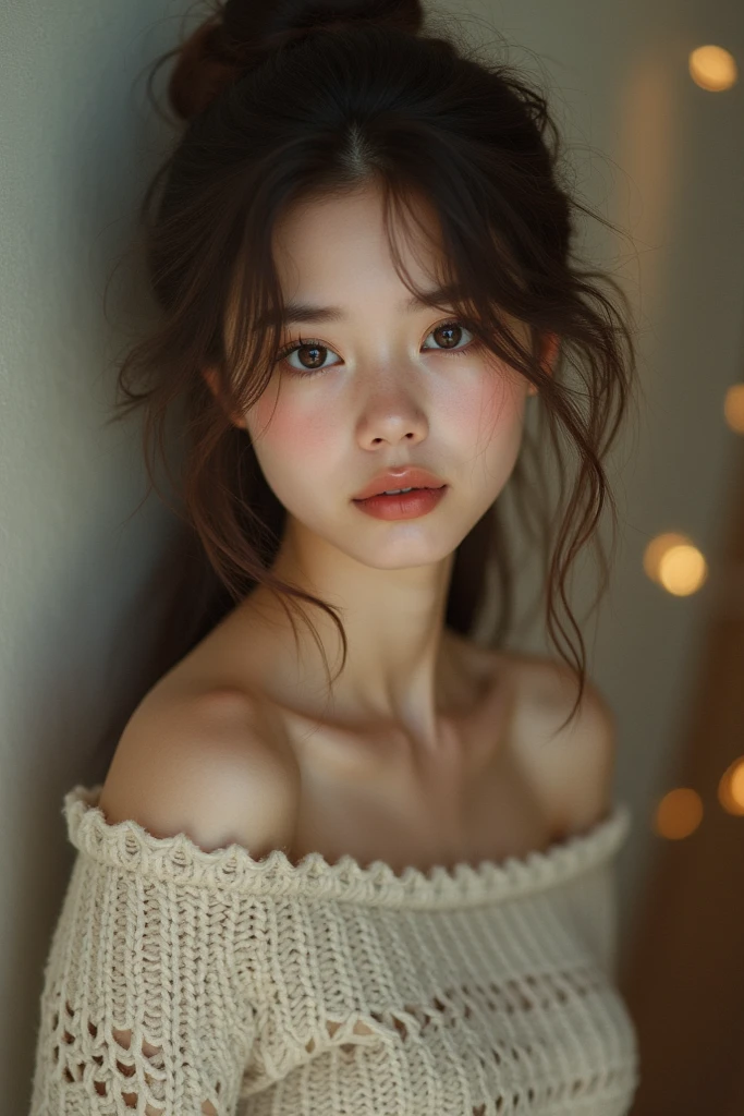 A beautiful girl wearing sweater