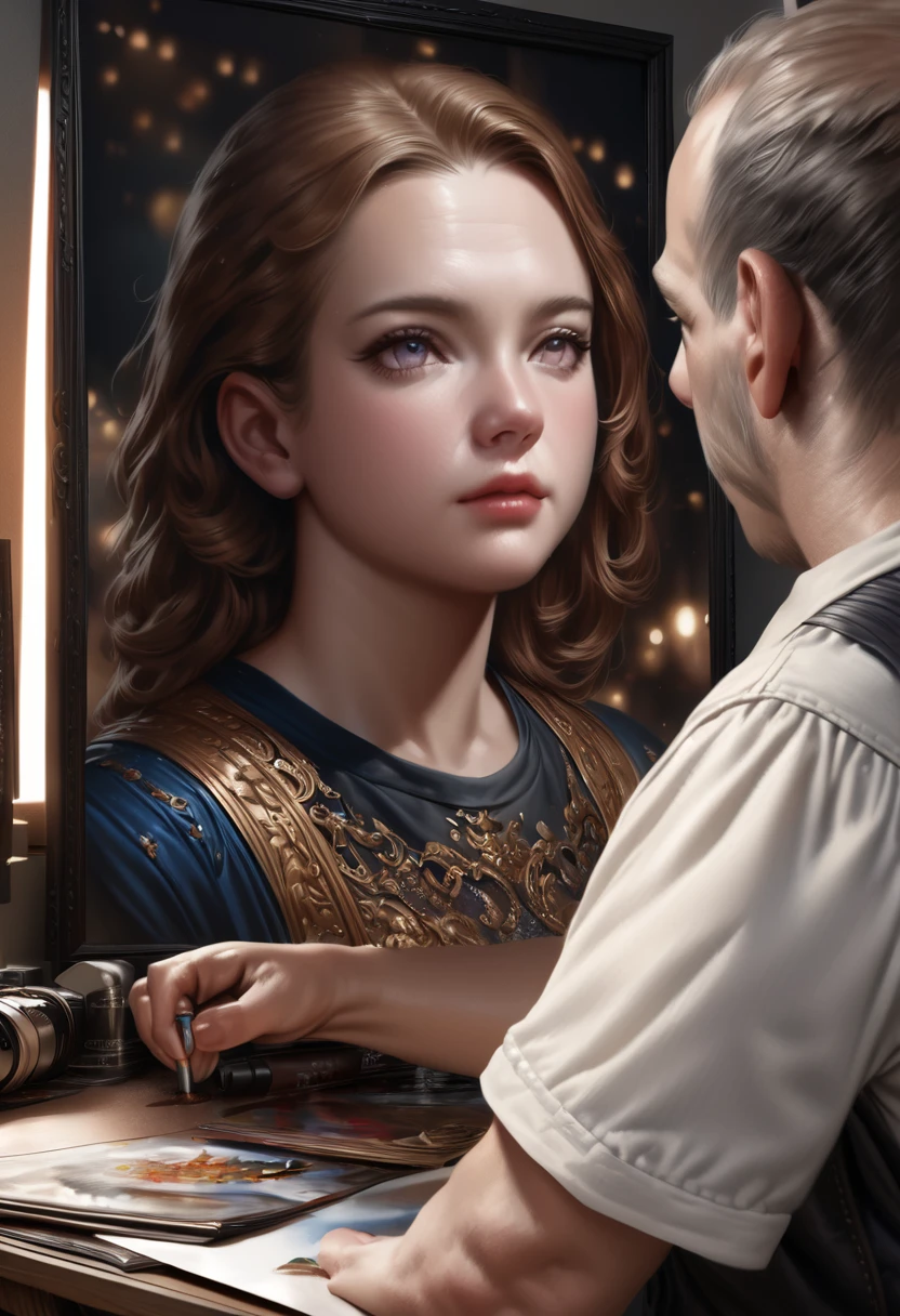 cinderella, tired, fat, (((not shaved))), public employee, working on burocracy, detailed portrait, (best quality,4k,8k,highres,masterpiece:1.2),ultra-detailed,(realistic,photorealistic,photo-realistic:1.37),HDR,UHD,studio lighting,ultra-fine painting,sharp focus,physically-based rendering,extreme detail description,professional,vivid colors,bokeh,oil painting, dramatic lighting, cinderematic, dark fantasy, moody colors, warm tones