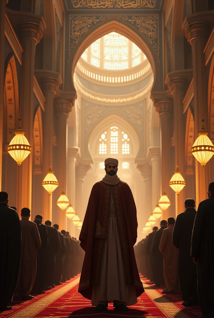 Un marabout mouride qui est devant une mosquée 