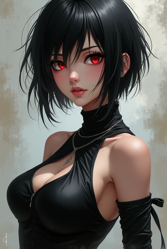 {{Girl Dark}} (Small Boobs) (Extra short Hair) (Black Hair) (Dark skin) (Red Eyes)