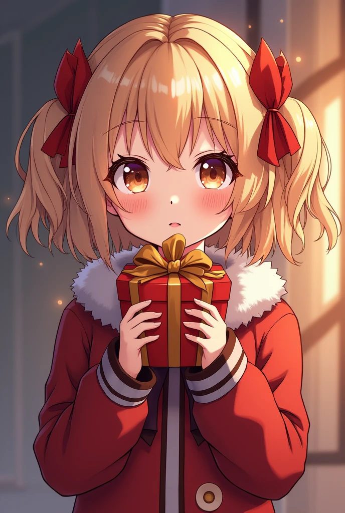 (masterpiece, best quality:1.2), (1girl, solo), (High quality:1.4), (High detailed:1.2), Sakimi-chan, a european girl with 18 years old, (gift ribbons clothes), 