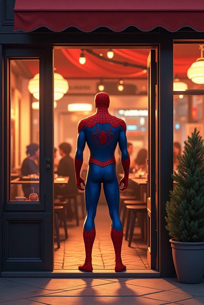 Spiderman opening a cafeteria