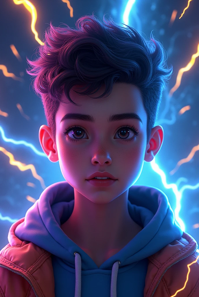 1boy , angry , close up shot , light relflection in his eyes , glowing particles
