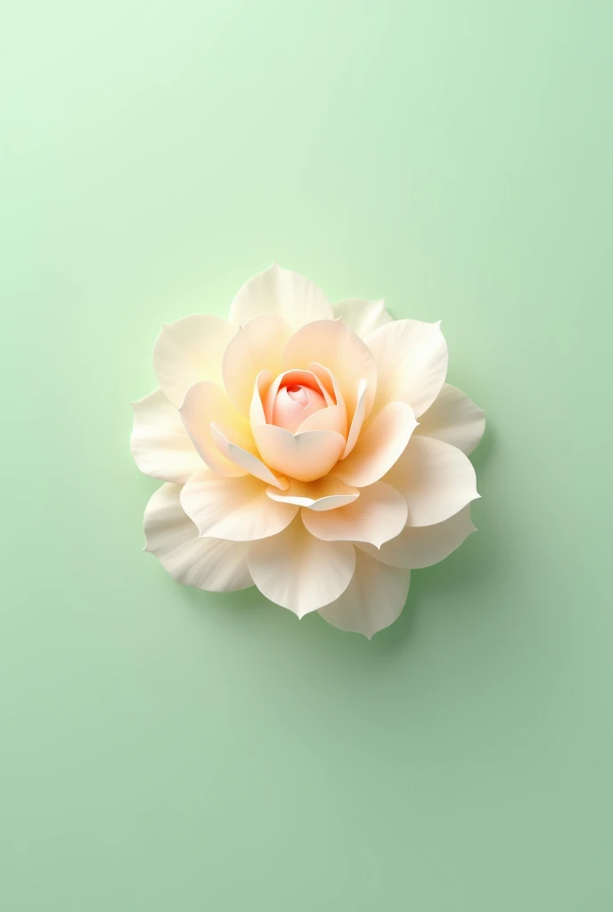 Light camellia flower on a light green pastel background 