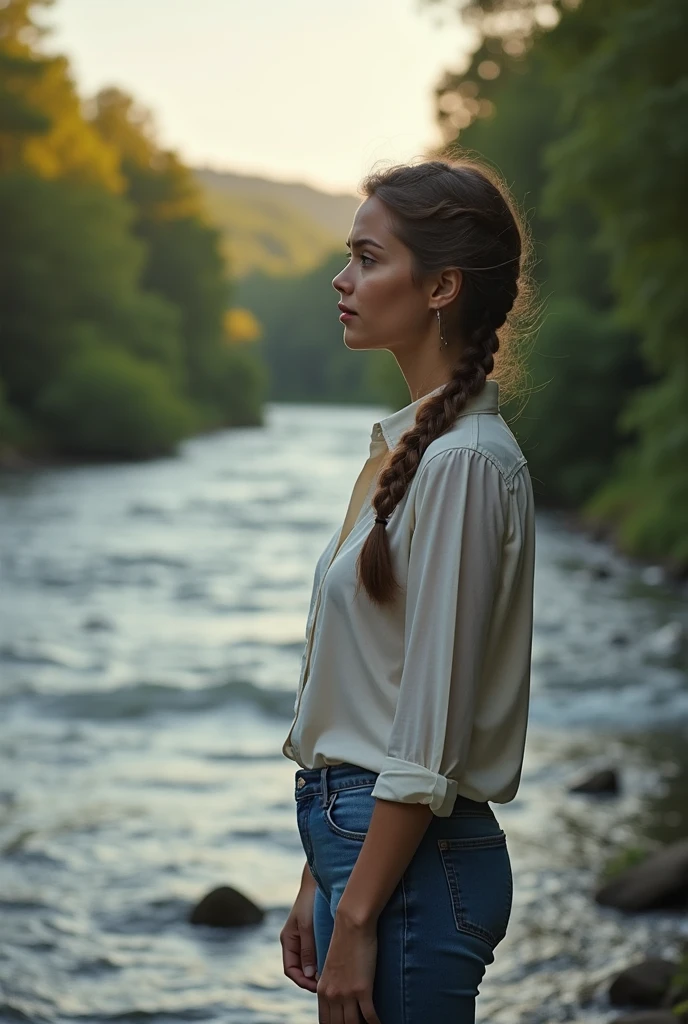 1 girl, blush,  Closed mouth, earrings, parts, gradient, jewelry, wide, long sleeves, looking at the viewer, Alone, twin braids, Upper part of the body, Black frame glasses, seductive smile, wind, by the floating, wavy fur, light smile, from behind, Back, 
Masterpiece, Best Quality, intricate details,sunset, 
a wooden dock leading to a lake with a mountain in the Background at sunset or dawn with clouds in the sky,  lake, a picture, neo-romanticismvvWhite skin
1 girl, blush,  Closed mouth, earrings, parts, gradient, jewelry, wide, long sleeves, looking at the viewer, Alone, twin braids, Upper part of the body, Black frame glasses, seductive smile, wind, by the floating, wavy fur, light smile, from behind, Back, 
Masterpiece, Best Quality, intricate details,sunset, 
a wooden dock leading to a lake with a mountain in the Background at sunset or dawn with clouds in the sky,  lake, a picture, neoromanticismWhite skinWhite skin