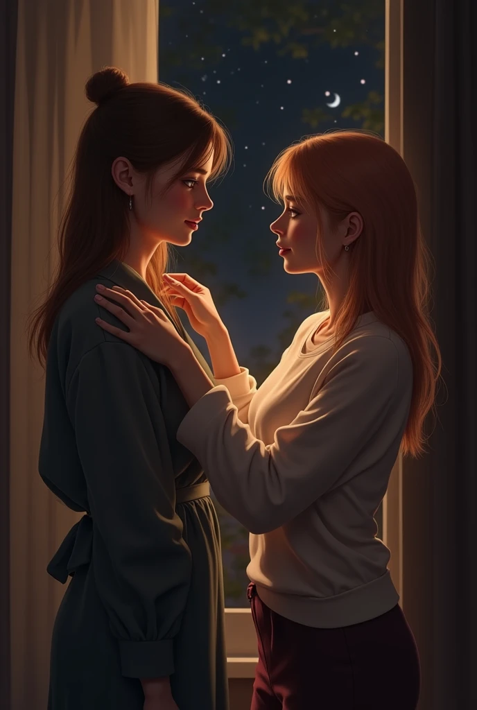 There are two women hugging in a studio, woman holding another woman, hugging, lesbian hug, portrait of women hugging, hugging, hugging, arm around neck, hugging, hugging and cradling, emotional image, Jesus hugging a woman, extremely emotional, against a deep black background, moving, dark, sad, melancholy, (ultra detailed)