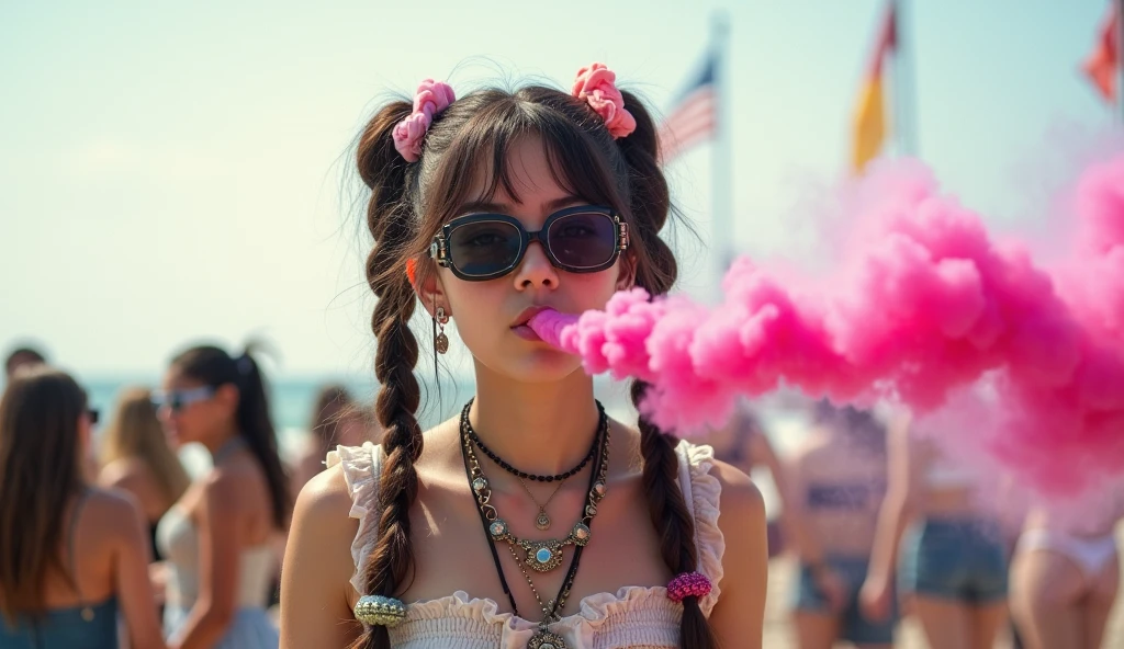 <lora:rvst-000007:0.6>rvst, a girl with a pacifier in her mouth, raw photo, 8k, night, festival, beautiful, colorful hair, pigtails, fake dreadlocks