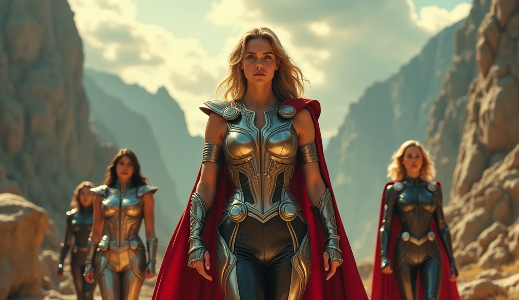 there is a woman standing in front of a large group of zombies, stephen youll, gilded lotus princess, by Kuno Veeber, blonde girl in a cosmic dress, 8k highly detailed ❤️‍🔥 🔥 💀 🤖 🚀, woman looks like sharon tate, megadeth, by Victor Surbek, james jean aesthetic, 2049, youtube thumbnail, # sci - fi --auto --s2