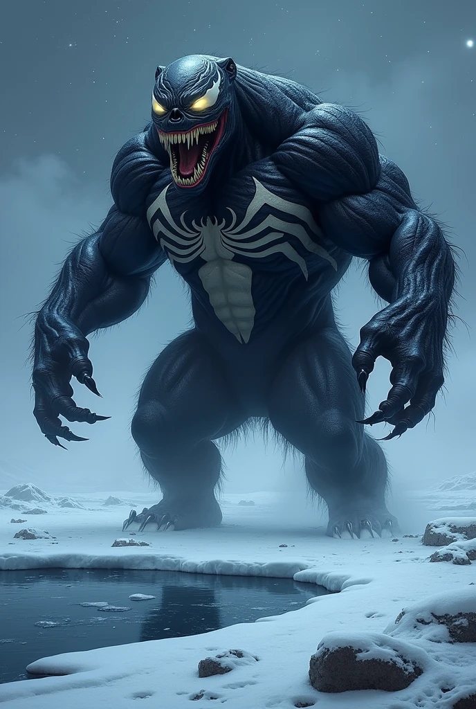 Draw a video of Venom and King Kong combined。The venom is strong、Leave the chest pattern