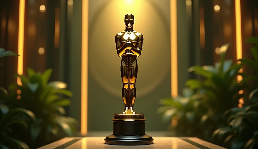 Generate an Oscar award style black box one, with the letters MM in gold on the top of the box, bring 4K quality.
