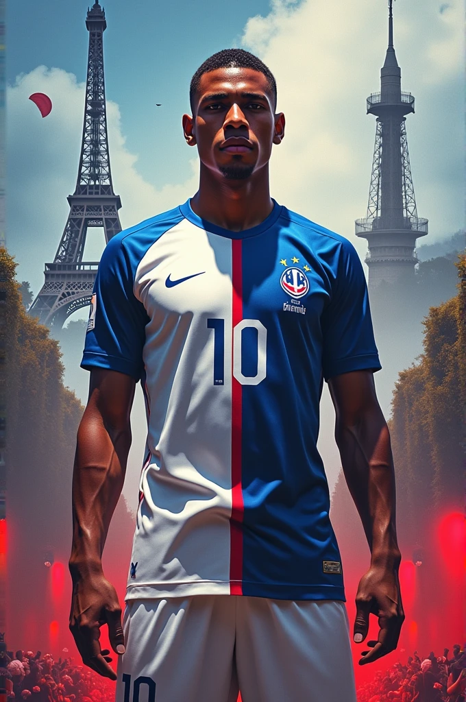 Mbappe with a red and cream U