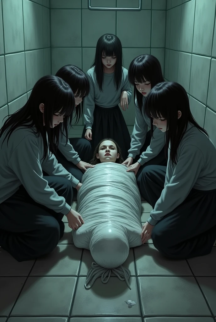 Land of Rakshasa、A torture room decorated with torture instruments、Beautiful Japanese teenage girl、(Ruffians wearing demon masks attack a woman)、night crawling、Humiliation of daughter by tying her to a chair、(Light clothing、underwear), (Scared girl)、hell、(Dim lighting)、A cruel world where people are no longer people、Bird's-eye view、(Grab the girl and strip her)、Masterpiece best quality、Baby Face、Cute girl、