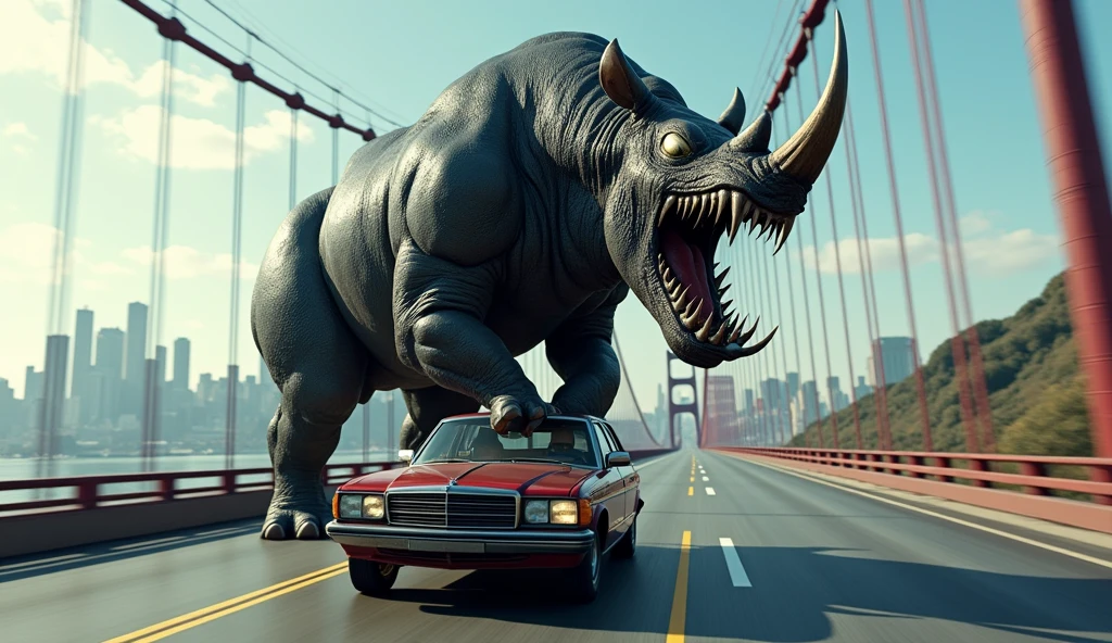 Ant giant with blood and large lion with car