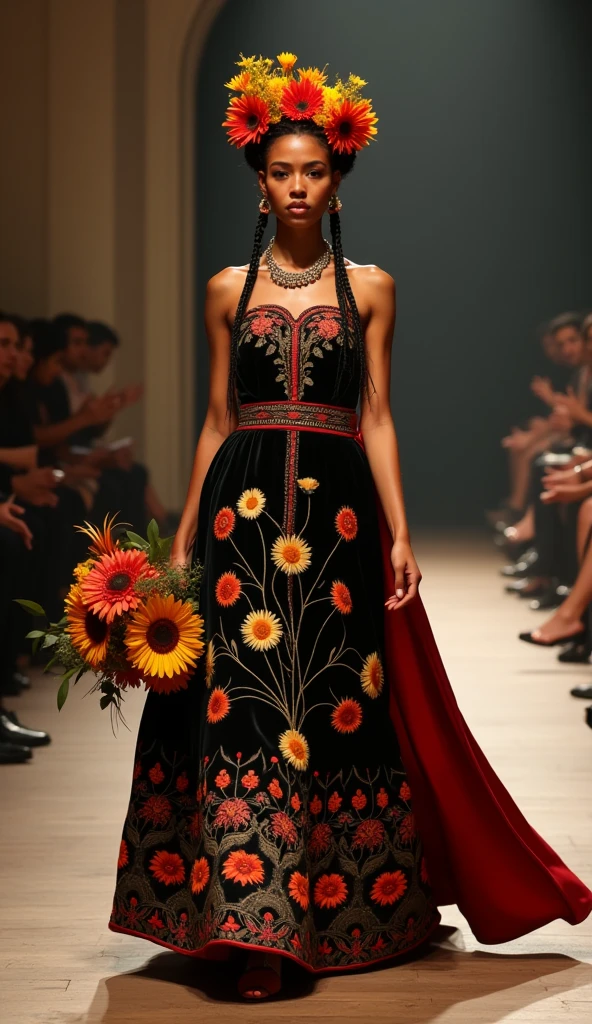 Gala dress with the colors of the Bolivian flag