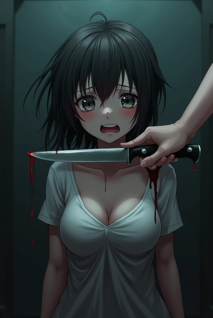 (SFW), (Masterpiece: 1.2), Best Quality, Masterpiece, High Resolution, Original, Highly Detailed Wallpaper, (Super Detailed), (Best Illustration), (Best Shadow), (Kobeni), Small, Perky Breasts, (naked), (Blood Stain: 1.1), (Scary: 1.2), (Black Tie), (Shirt Stain), (Dirty), One Girl, Watching the Viewer, (Scary: 1.2), (Tears: 1.1), (Brown Eyes), Torn Clothes