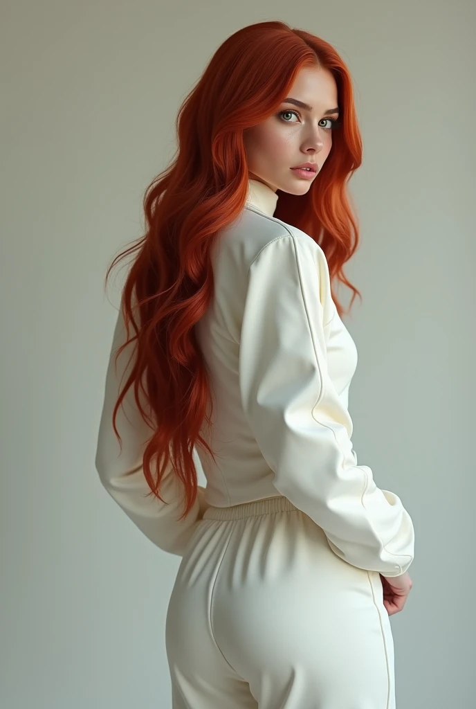 Photo of a 25-year-old European girl, ...RAW, beautiful woman, (extra long wavy red hair), ((portrait)), ((Detailed face: 1.2)), ((visage détaillé peau finement détaillée), pale skinned, Cyberpunk gown with a deep décolleté and beautiful details, Environment of megacities, (couleurs froides), humide, humide, reflection, chef-d'work) (proportion parfaite)(photo realist)(Best quality) (Detailed) photographed on a Canon EOS R5, Objectif 50mm, f/2.8, Hdr, (8k) (wallpaper) (lighting cinematic) (dramatic lighting) (mise au point nette) (complexe)