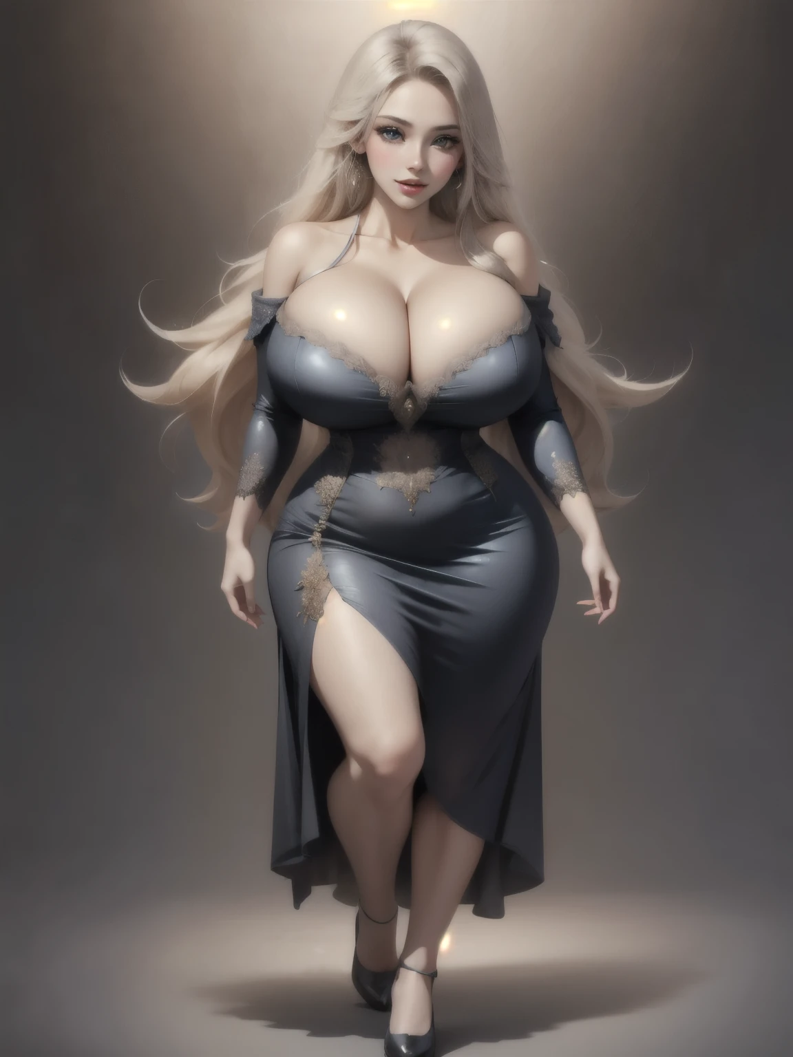 (full body:1.6), arafed woman withultra gigantic symmetric breasts posing for a picture, ultra gigantic long deep symmetric cleavage, focus on stunningly beautiful detailed face, long thick unruly flowing swirling blonde hair, large blue eyes, sexy girl, sexy gaze, flirting with the camera, beautiful upper body, beautiful body and face, extremely ultra busty, (Aletta Ocean:Angela White:0.5), extremely ultra huge chested, beautiful detailed body and face, nightclub background, BREAK, (ultra gigantic round (symmetric) natural 32ZZZ Chesty Morgan breasts:1.5), (ultra overinflated (symmetric) thrusting bursting bimbo breasts:1.5), (ultra long deep overflowing (symmetric) cleavage:1.5) pov focus on extremely ultra gigantic deep long round (symmetric) cleavage between extremely ultra gigantic deep long round (symmetric) breasts, flaunting ultra gigantic round (symmetric) breasts, (ultra enormous fake 32ZZZ (symmetric) breasts) (ultra ong deep tight (symmetric) cleavage:1.5), BREAK, ultra gigantic inflated breast expansion breast fascination trending on DevaintArt, Russ Meyer ultra gigantic breasts sexploitation, Kelly Madison ultra huge breasts porn, BREAK, masterpiece, shallow DOF, (UHD (smooth) digital image:1.3), insane detail, intricate background, detailed background, bright sunlight, natural light, sharp shadows with well-defined edges, UHD, 16K, heavy engorged breasts, massive cleavage, sagging breasts
