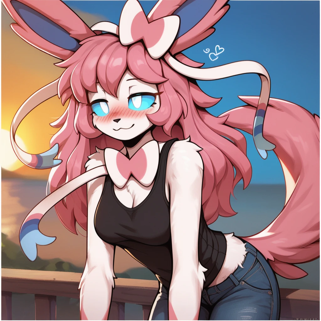 Sylveon sensual, Carregado para e621, beautiful and detailed portrait of an anthropomorphic sylveon ((Female))) Carregado para e621, cabelo preto, seios enormes, coxas grossas, quadris, adulto ((20 anos)), ((corpo de ampulheta)), quarto, corar, sorriso envergonhado, Cabelo longo, ((olhos azuis, pelo pink, corpo white), ((No)), ((cama)), ((legs open on the cama)), ((lying in cama)), ((buceta molhada)))