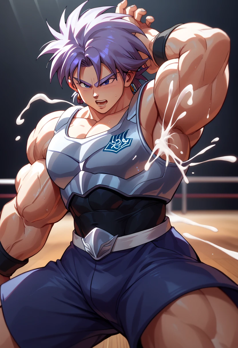  top quality,Anatomical, Big Muscles ,Goku and Kogenta mix,Demon Body,gigantic penis,cum shot,hull body,Put on your armor,Purple HAIR,(((Breakdancing)))