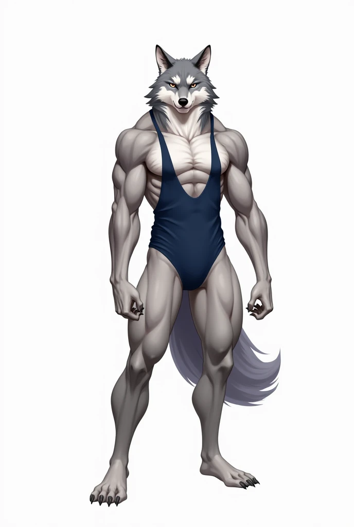 (side view:1.1)by personalami, by meesh, by honovy, by taran fiddler, male, solo, anthro (wolf;1.1), (blue fur:1.1), blue skin, white chest fur, ,adult, ((photorealistic, hyperrealistic, ultra detailed, 4k hd)), natural pose, (muscular, large pecs:1.3), ((standing)), ((wearing black wrestling singlet;1.1)), ((looking at viewer, confident smile)), bulge, ((pose:1.2)), ((wresling ring background))