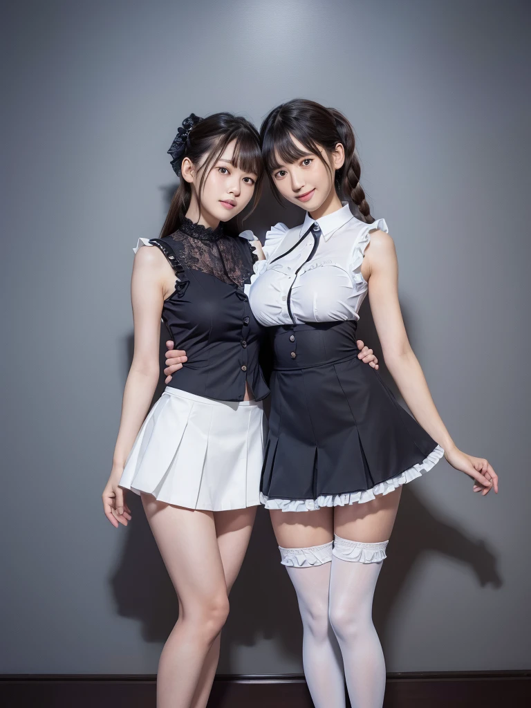 （Playboy Bunny、Bunny girl、Black rabbit-eared headband、Black high leg bikini、Black knee-high socks、Sleeveless、A bow tie、Ass、Black Hair、Big Ass、Inside the casino）、Extremely sexy、smile、Professional Lighting、Small waist、Beautiful adult woman、Captivating thighs、Very large breasts、Cleavage、Are standing