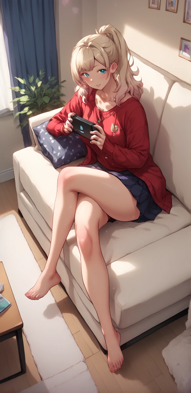 Megumi  : Room、sofa、   Sitting with legs crossed 、Game boy  、cups、girl