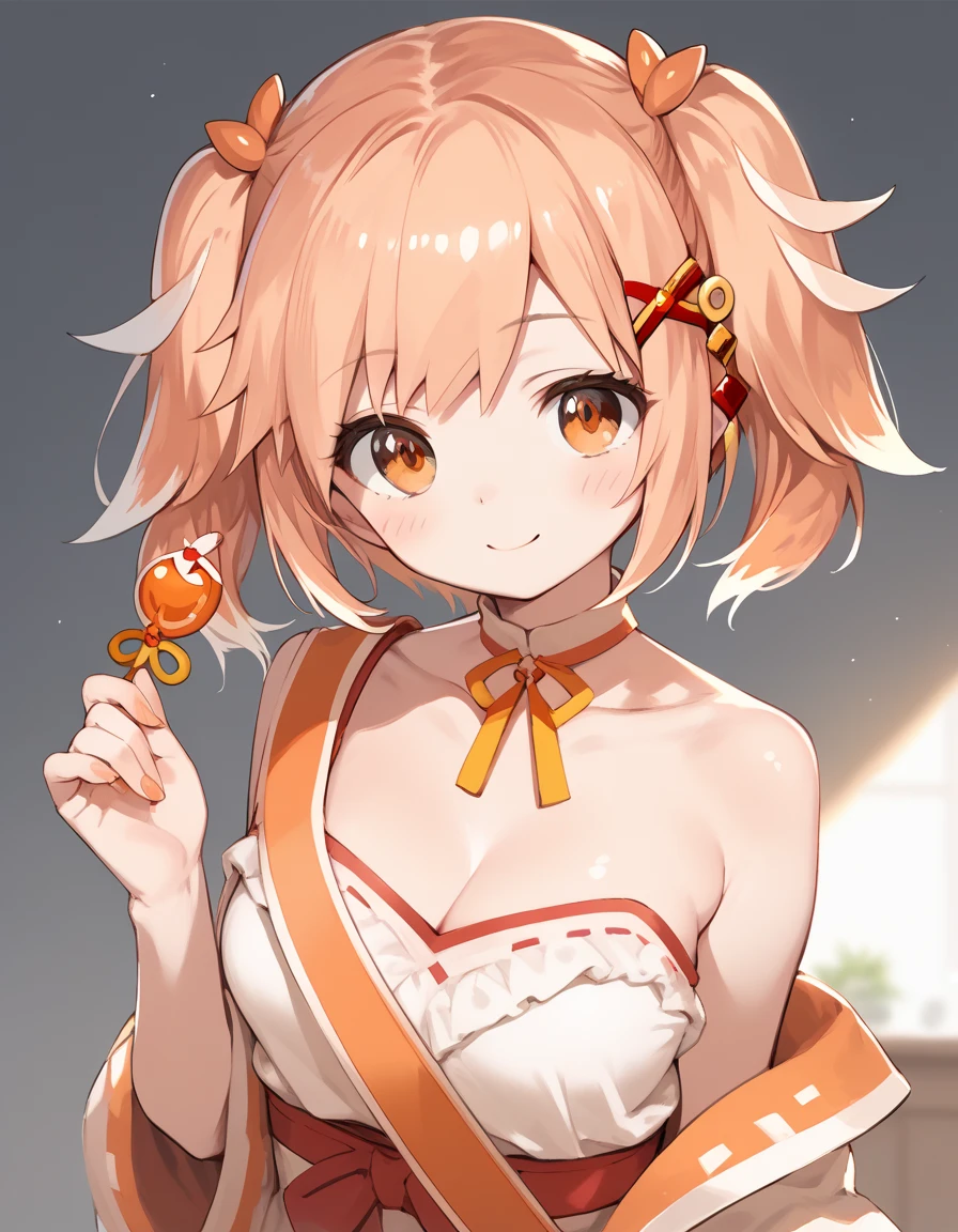 score_9, score_8_up, score_7_up, score_6_up, score_5_up, score_4_up, mgrcfuminosayuki, orange hair, two side up, orange eyes, orange hairpins, red hairclip,