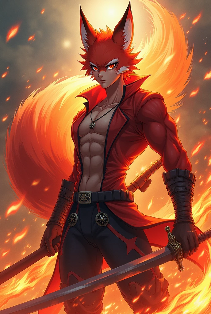 (((by fluff-kevlar, by Zackary911, by Kenket, by Kilinah))), solo male ((Kobold antrum, extremely detailed, extremely detailed legs, extremely detailed arms, extremely detailed face, perfectly detailed eyes, perfectly detailed anatomy)), (detailed kobold)) wearing a long cloak, muscular abs, Kobold black horns, Kobold tail, messy white hair, (orange thigh highs), ((black micro-thong:fire_pattern_design_thong)), shirtless, front view, looking at the observer with a smile, perspective, finely detailed claws, punk style, adventure backpack, perfect drawn eyes, punk style spike bracelets and collars