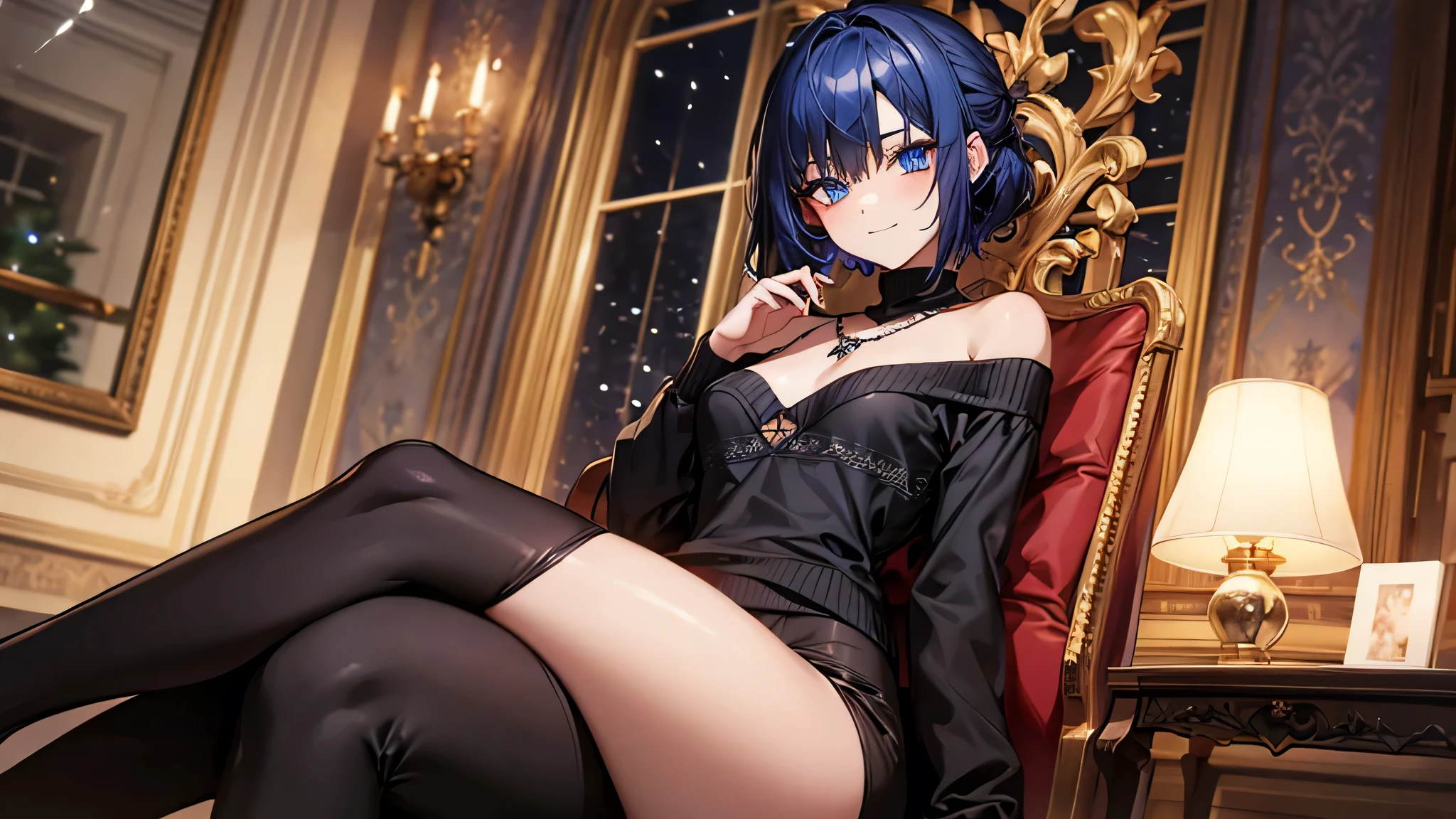 masterpiece, best quality, (colorful), (delicate eyes and face), volumetric light, ray tracing, extremely detailed CG unity 8k wallpaper, <lora:Jahy_15_15_2-000014:1> jahysama, yellow eyes, bare shoulders, leather straps, animal ears, hair flaps, navel, short shorts, thigh boots, smug, sitting, throne, luxurious, crossed legs, looking at viewer