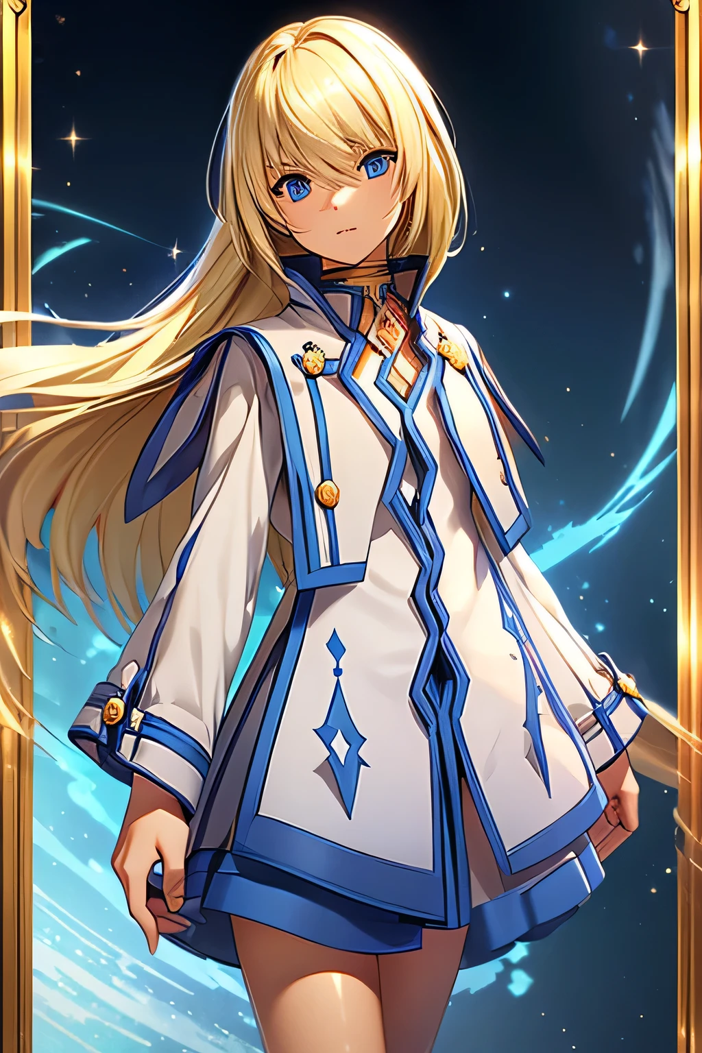  Perfect Anatomy　 top quality, highest resolution,(((Clothes with metallic luster　Shiny blond hair　 blue eyes　 girl)))　TALES OF SYMPHONIA　Collet Brunel