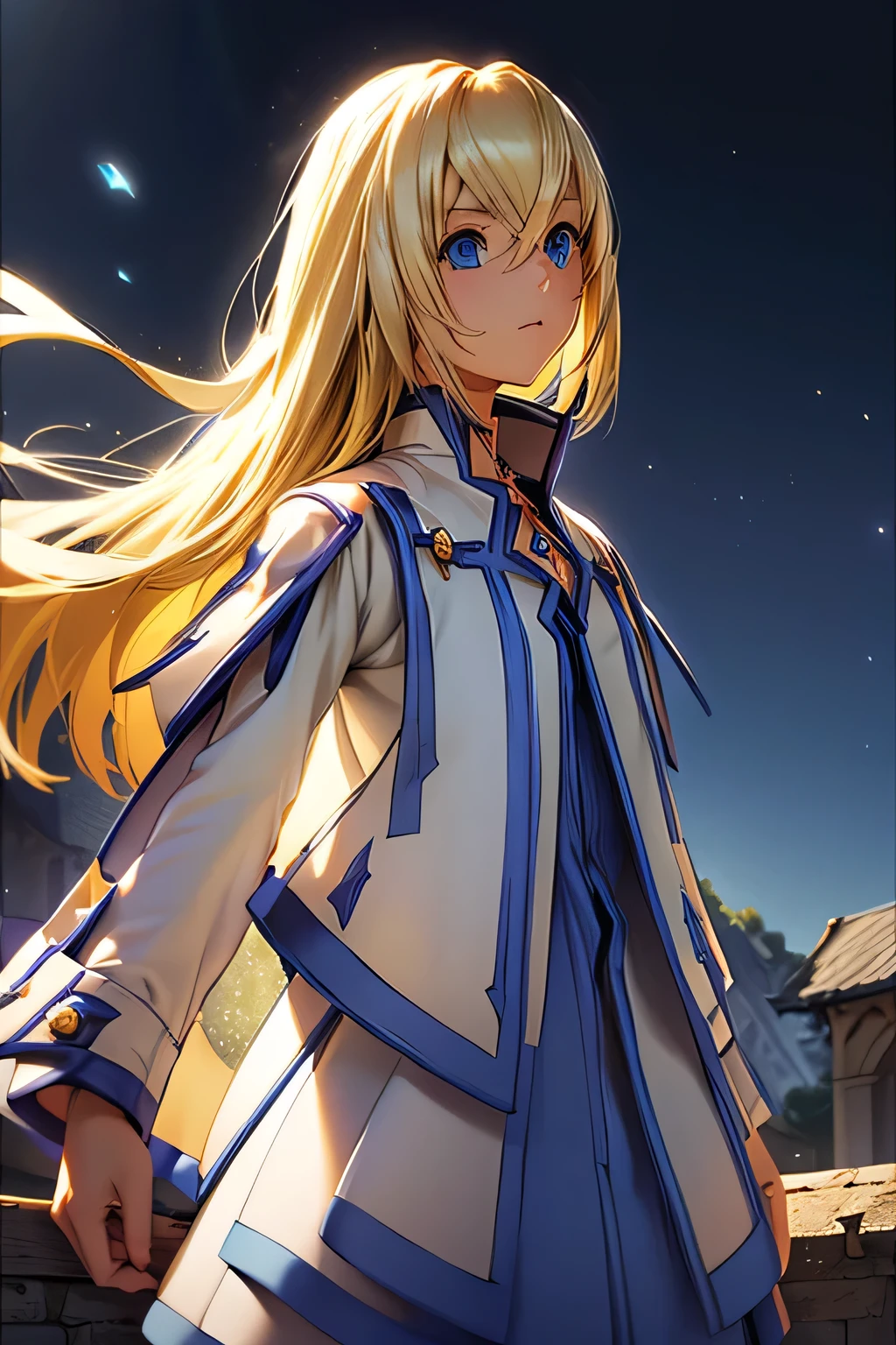  Perfect Anatomy　 top quality, highest resolution,(((Clothes with metallic luster　Shiny blond hair　 blue eyes　 girl)))　TALES OF SYMPHONIA　Collet Brunel　church