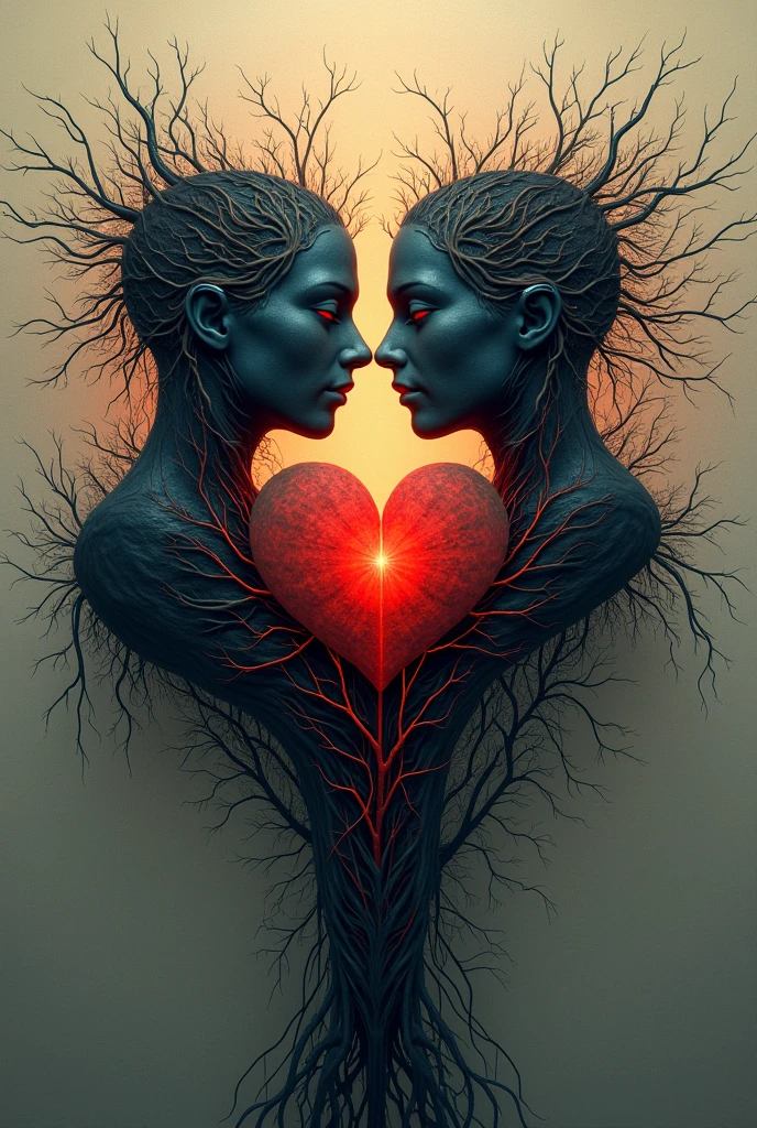 (There is a beautiful eye in the red heart:1.3)(Man and woman face to face holding a clear huge beating red light heart:0.85),,Black light art,sharp focus,Toned muscles,Background human upper body muscles, fantasy,Reality,cartoon,3d rendering,James Jean (James Jean) Super fine, Eighth Route Walker, Behavioral Contest Winners, vanity, trumpet, modern, 超Reality主义