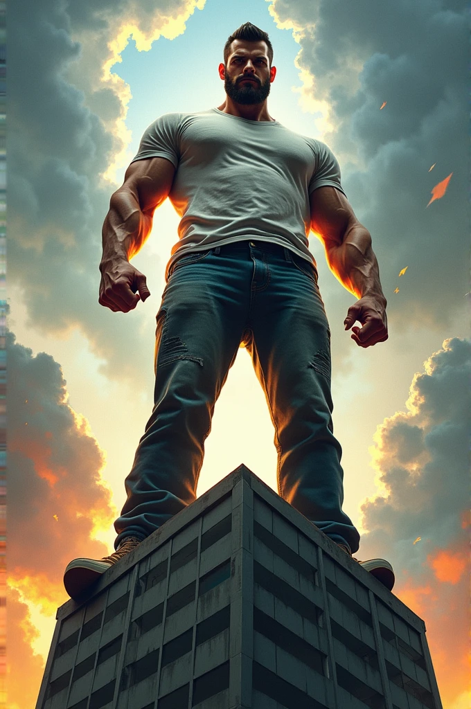 Highly detailed, High Quality, Masterpiece, beautiful, 1girl, doors, <lora:Pos_Doors:1>, light behind doors, sky, out door, cloud, moon, stars, a man posing with a golden gun, 1boy, sunglasses, red shirt, <lora:Char_Sigmas_DukeNukem:0.8>, BrolyCuloMeme, squatting, ass, muscular, <lora:Pos_BrolyCuloMeme:0.8>