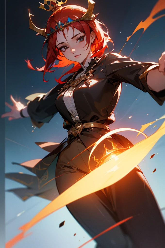 Amidst the bustling battlefield, a lone girl clad in a vibrant China dress stood defiantly. Her long ponytail, adorned with intricate red patterns and delicate beads, flowed behind her as she prepared for battle. The girl, known for her fiery spirit and fierce kicks, donned a fighter's helmet, protecting her beautiful, expressive face framed by her long lashes. With a determined look in her eyes and a fierce grip on her powerful leg, she braced herself for the fight ahead. The scene was painted in stunning detail, with the motion blur from her swift movements adding an element of exhilarating chaos to the tranquil background. The sunlight