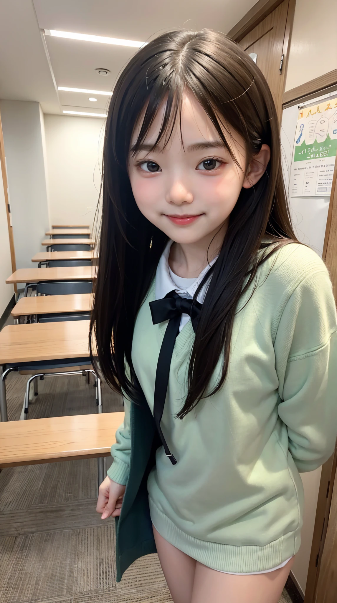  s,Line up quietly before entering the classroom, **************************, girl,cute, Masterpiece, Details,smile