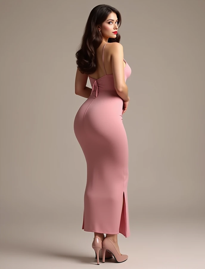 (best quality, ultra-detailed, realistic:1.37),portrait,voluptuous woman,flower,tight dress, Random dress color, passionate look,large buttocks,vibrant colors,soft lighting, standing, full body view, extreme tall, long legs, very tall, tall,
