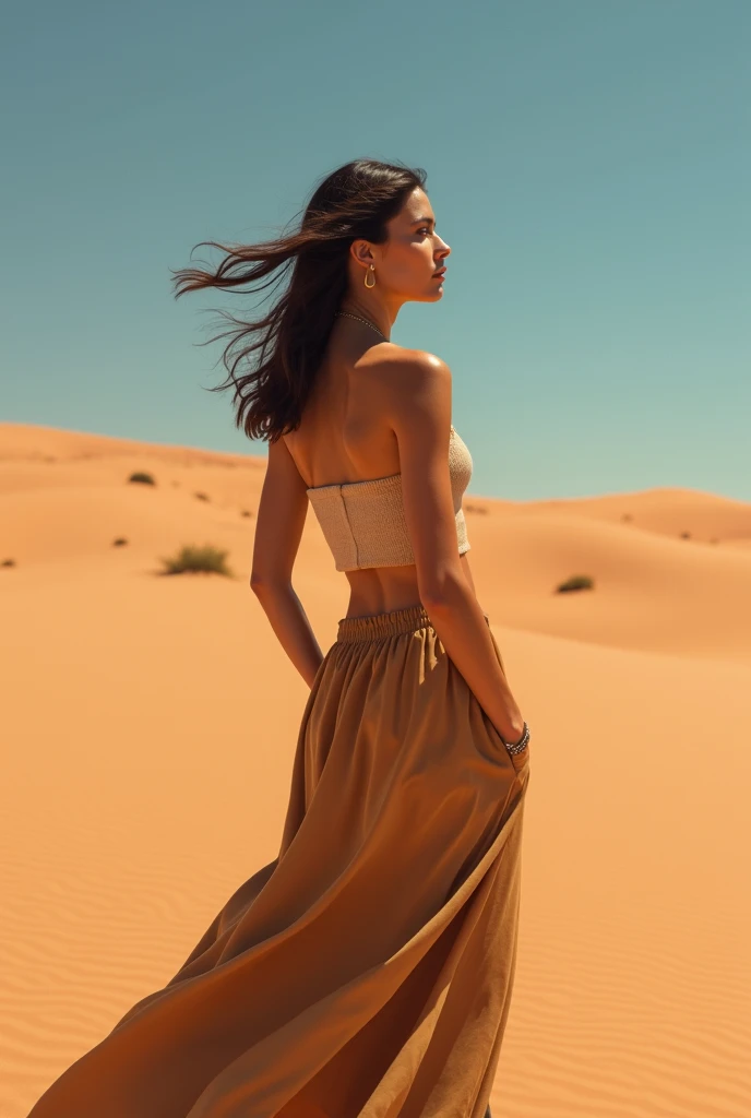 Foto de mulher bonita no deserto realista estilo retrato super detalhado, transparent sunglasses, detailedfacialfeatures, termografia, seco, Heat-exhausted cityscape, Metal Etéreo Ian, Olho - Detalhe Atraente, Perca os detalhes em um piscar de olhos,
