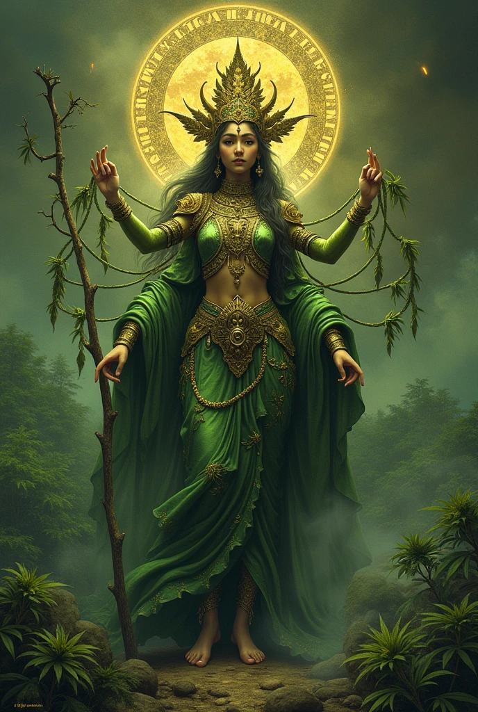 goddess, <lora:CannabisPunk_v1:1> CannabisPunk, detailed, intricate