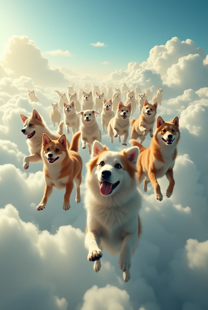 Millions of dog flying on the sky - SeaArt AI