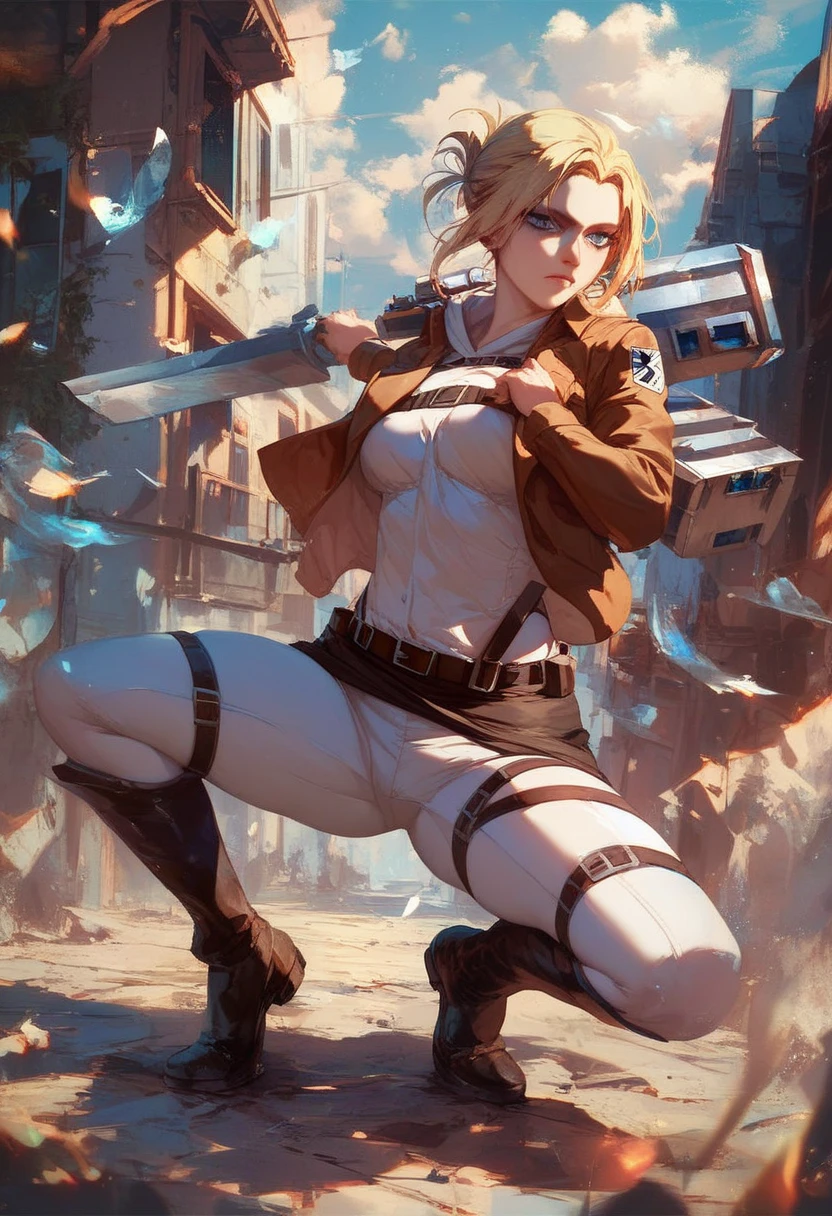 Anime, Attack on Titans, Annie Leonhart, spread legs.