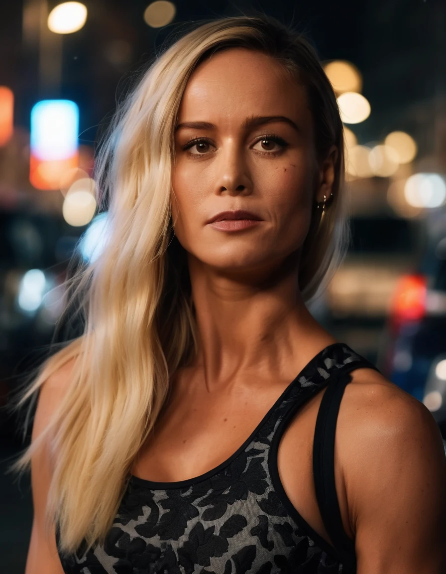 cinematic photo professional fashion close-up portrait photography of a beautiful  (((ohwx bodybuilder woman))) in the city at night, Nikon Z9, bokeh . 35mm photograph, film, bokeh, professional, 4k, highly detailed