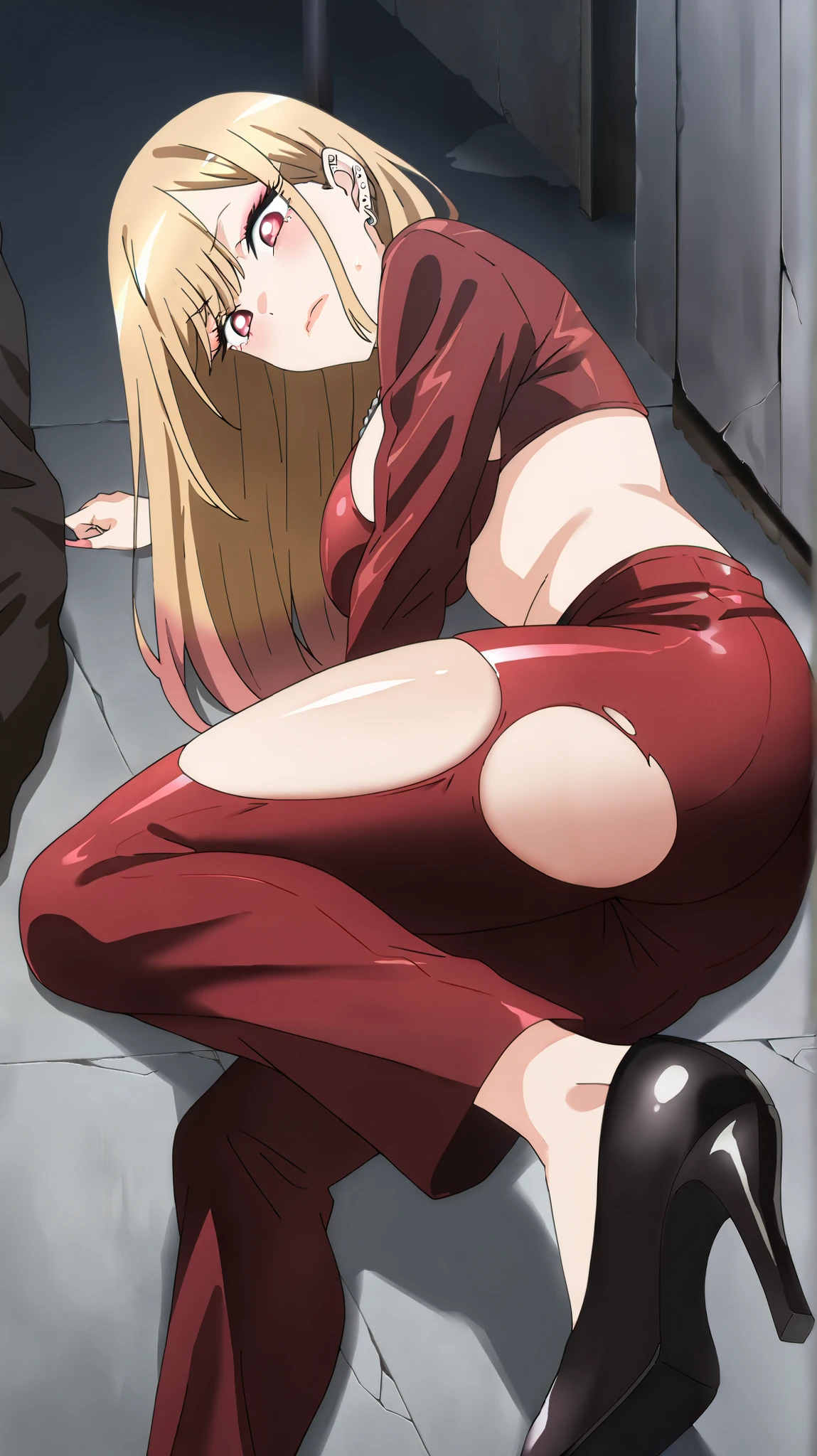 score_9, score_8_up, score_7_up, source_anime,
KitagawaMarin,
1girl,
multicolored hair, blonde hair, long hair, magenta eyes, ear piercing, earrings, pink nails, makeup,
Marin kitagawa, (masterpiece, best quality), 1girl, T-X, terminator, sexy, HD, silver necklake, black heels, perfect body, sexy pose, red leather jacket, red leather pants, 