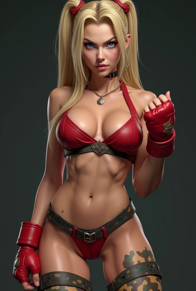 Cammy, o personagem de Street Fighter, wearing her iconic classic look. (She's WEARING A MICRO STRING BIKINI, boina vermelha, (((SEXY MICRO STRING BIKINI))) PERNA COM camuflagem,front position facing camera, botas vermelhas, Longas : 1.2), highlighting her beautiful standing body and showing her physical strength. His face is extremely beautiful, with delicate and expressive features. The image was captured in incredible 8K using the Canon EOS R6, resulting in maximum quality and sharp details. Every aspect of the image is a true masterpiece, highlighting the dedication to detail and artistry behind this depiction of Cammy.
Prompts negativos