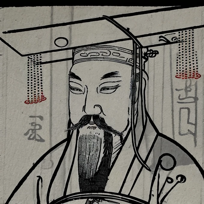 An ancient Chinese man wearing a degree hat