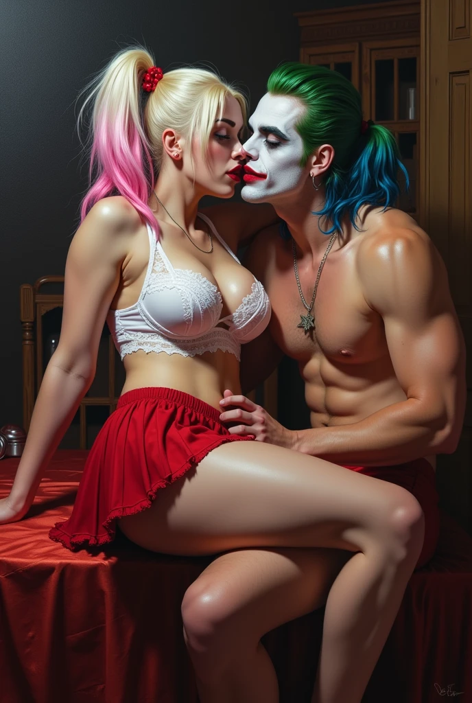 Harley Quinn (1 female) having sex with a African man (1 black male),