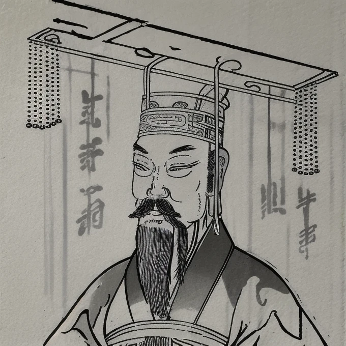 whole body、An ancient Chinese man wearing a degree hat