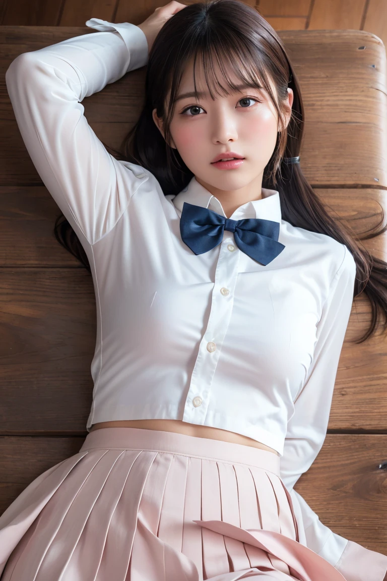 highest resolution、High level image quality、8K、true due diligence、원시 picturegraphy、top quality、masterpiece、table top、erotic、student、I like pink,white skin,knee,(black pantyhose),detail panties pattern、panties focus、pink panties、small panties、absurd,small face、 giant、중간에서 앞head 분리、The forehead is visible,(cold expression<꽉 It looks like,It looks like부심,Optimize,Thin anger)、masterpiece,top quality、Super high resolution A,원시 picture,wren,beautiful excrement,One, solo,dark expression,,whole body、Very good、JK ,High school girls,japanese women,stand,(photorealistic:1.37)、photon mapping,light blue ribbon,realistic、귀여운 small face,갈색 It looks like、Black socks、22 years old、(red bow tie)、radio city、physics based wrendering(physics based wrendering(물리 기반 wren더링))、Panorama、depth of fieldlurry background、picture,feminine,beautiful bridge, long legs, thin legs,long bob cut,(앞head가 보인다), head, Lips, blue_It looks like, cosoft,(pink shirt), (navy pleated skirt), Navy blue Uniform Jacket、white sweater vest、knee이 다,thin clothes,, femur, black cotton socks,Nogizaka Idol, , Japan's island、반짝이는 It looks like、이는 Lips、