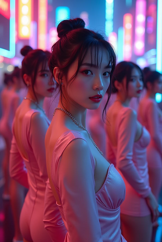 (No need for a center subject in the foreground), (Japanese Clone-girls=Myself), (Super Best masterpiece Clone-girls Raw Photography Art), (16K, Highest quality, Ultra-high resolution, RAW Photos), (It's so unrealistic., With unparalleled depiction, With an unfathomable sight, An unprecedented and shocking worldview, Clone-girls: In a world of mass reproduction, Ultra-realistic depiction), (Japanese girls, Saito-Asuka, 26yo), (Small face, Glossy dark hair, long hair, Dark Eyes, Mature face, Cute Smile), (A charming smiling face), (Very beautiful and detailed girl, Accurate body structure, Accurate body movements, Very detailed body), (Super big breasts, Large bulge of ample breasts), (Sexy Dress, Emphasise the fullness of your breasts), (Very detailed, Myself cloning, Depiction of splitting oneself, 1Myself girl→1,000,000,000,000,000,000,000,000,000,000Myself cloning girls), (Myself clone girlsは, With the same perfect appearance, to multiply in large numbers), (Very detailed depiction, Myself's multiplying female body, In the same female body,With the same face, With the same hairstyle, In the same clothes, At the same height, 同じSuper big breastsで, A completely indistinguishable female body, 1,000,000,000,000,000,000,000,000,000,000 people), (Myself girls only), (1,000,000,000,000,000,000,000,000,000,000Myself girls), Sexy hostess in the crowd, Night club at night, intertwined female bodies, Rubbing your, Seductive hand movements and gestures, Let's play with ourselves!!!