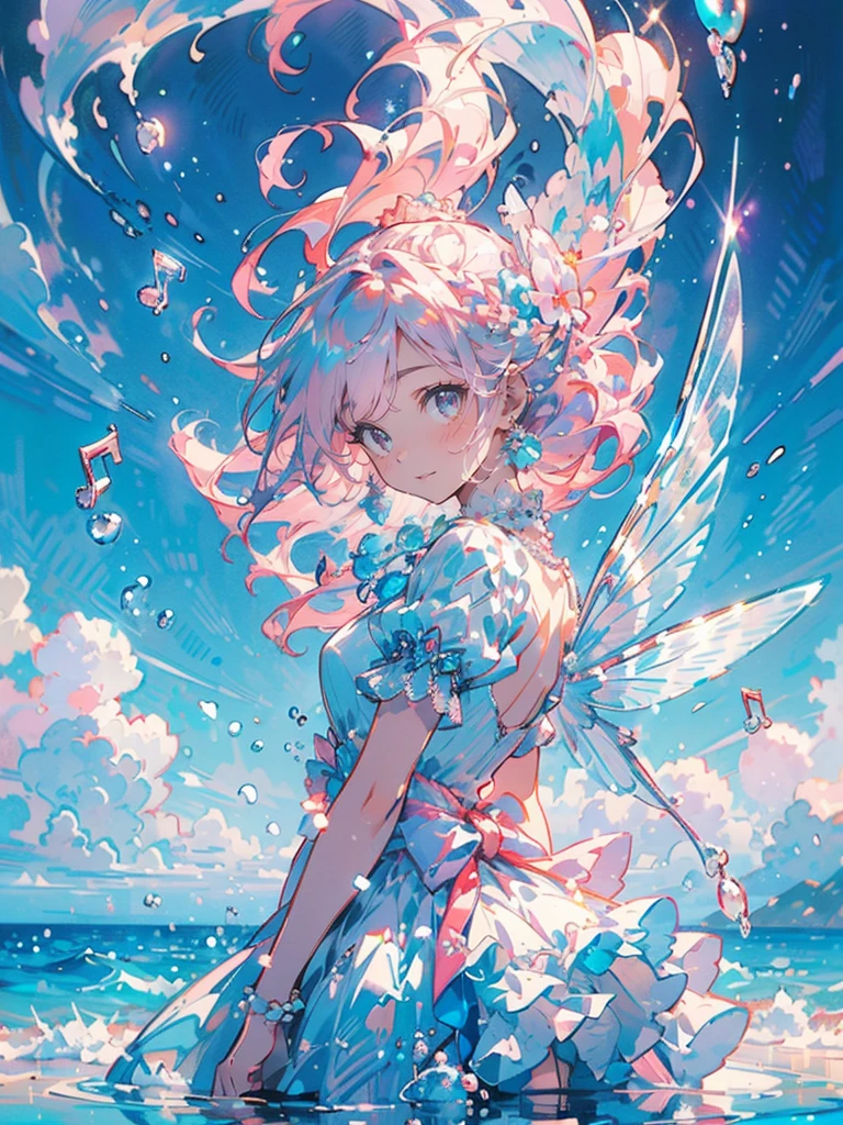 ((smile))、((Cleavage completely exposed))、(((nsfw:1.25))),,(((very small child:1.44))), (very short hair),(full body, (And who such a loli: 1.3), (NSF), full body, (1 girl, solo, kawaii, anime: 1.25), (loli, small, tiny, masterpiece, angel, angel wings, simple halo: 1.23), (sea color hair waves, long hair, blue eyes, twinkling eyes: 1.18), (shiny skin, shiny hair, small breasts, blue sky: 1.18763), (magical girl costume, bare shoulders, white swimsuit, micro skirt, frills, flying: 1.15763 ), (blush, smile, colorful clothes, pastel colors: 1.1225), (pink clouds, blue sky), (goldfish, shimmer), (dynamic angle, cinematic lighting, depth of field: 1.08), fantasy, happiness, single focus, simple background, (transparency: 0.85), BREAK.